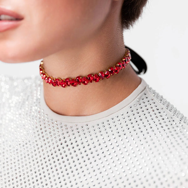 Чокер Елейн з кришталевих страз червоний