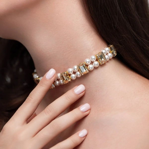 Чокер Бекка зі стразами та перлинами в кольорі полярного сяйва