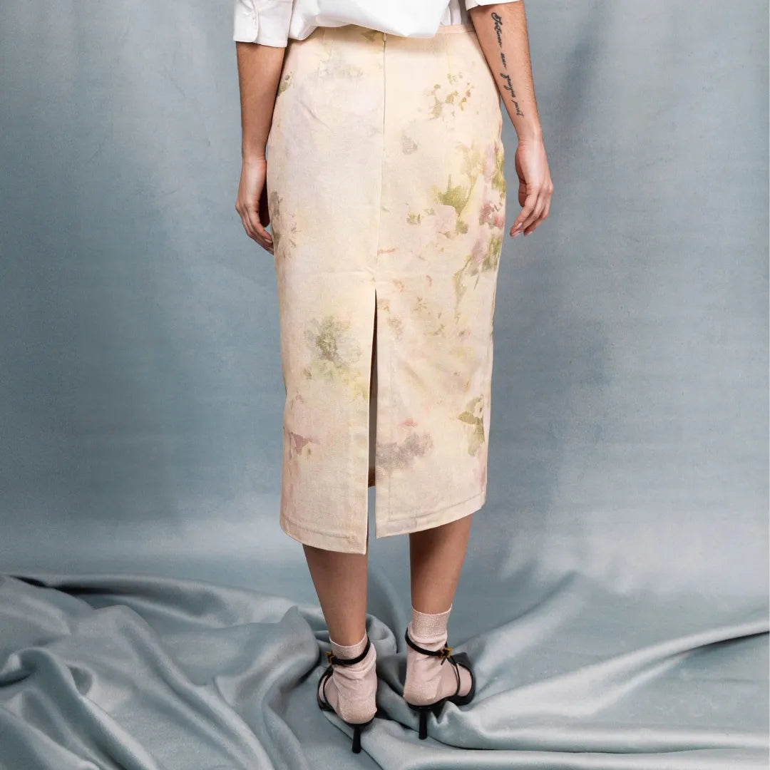 Мідіспідниця джинсова з принтом