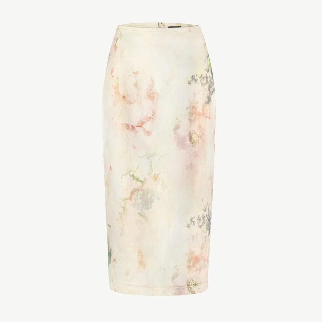 Мідіспідниця джинсова з принтом