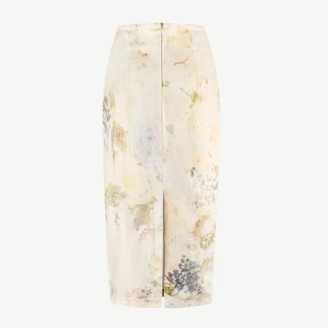 Мідіспідниця джинсова з принтом