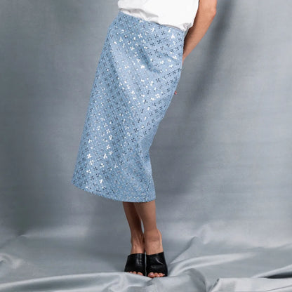 Мідіспідниця джинсова з паєтками