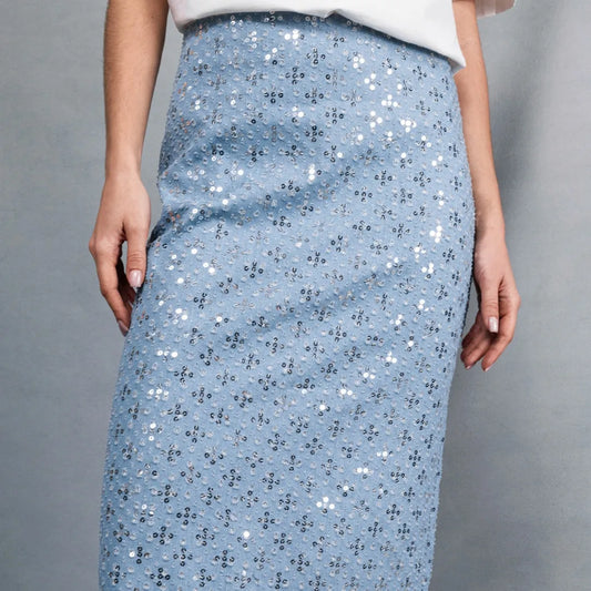 Мідіспідниця джинсова з паєтками