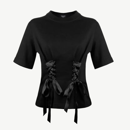 Футболка з корсетною шнурівкою чорна