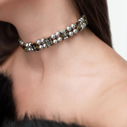 Чокер Бекка зі стразами та перлинами