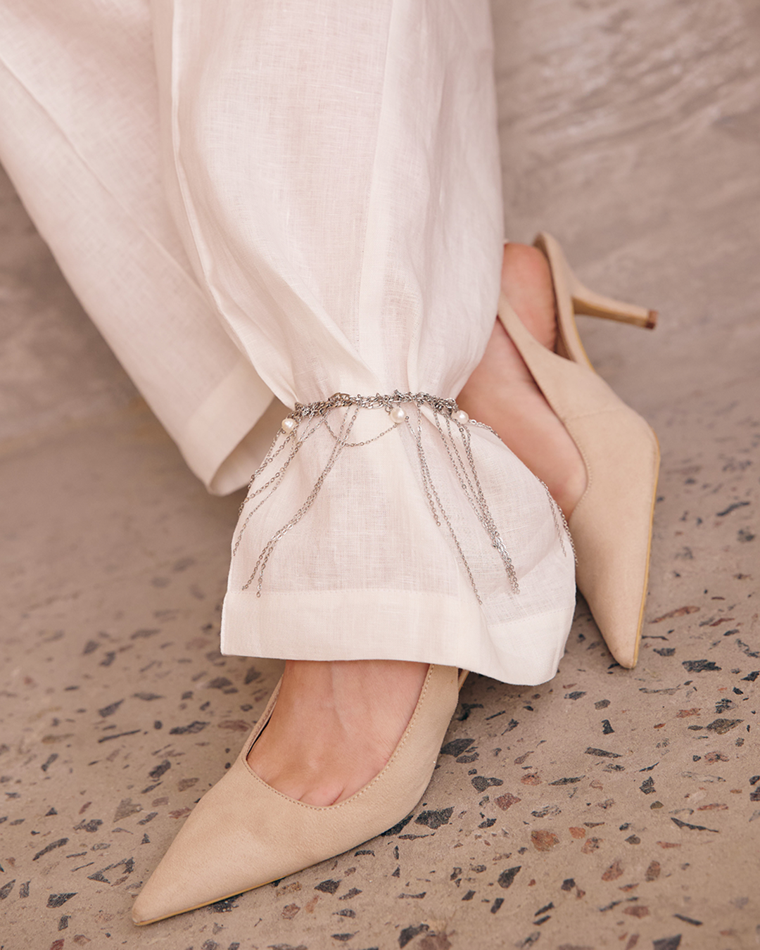 Чокер-браслет зі сталі та натуральних перлин 3в1