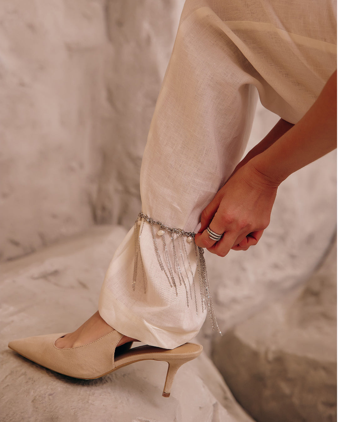 Чокер-браслет зі сталі та натуральних перлин 3в1