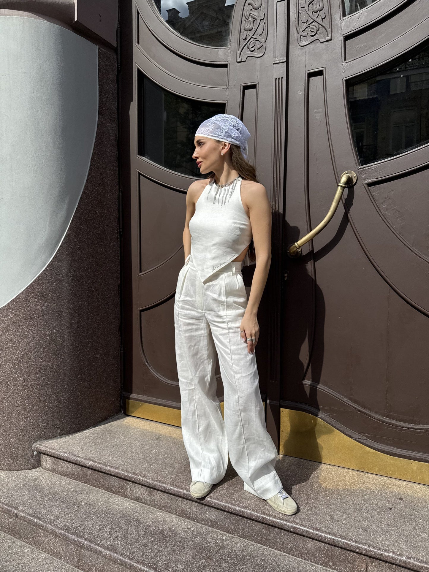 Чокер-браслет зі сталі та натуральних перлин 3в1