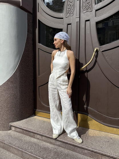 Чокер-браслет зі сталі та натуральних перлин 3в1