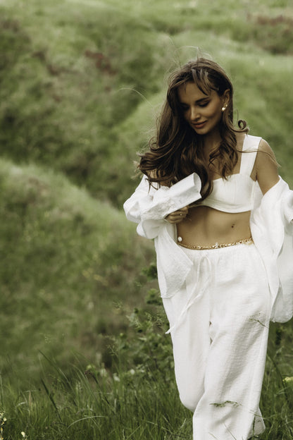 Пояс-ланцюжок з перлинами та фіанітами