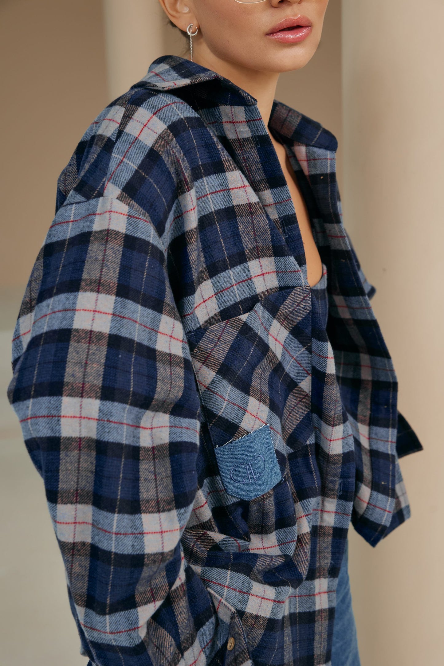 Сорочка у клітинку Темно Синього кольору