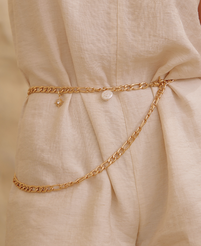 Пояс-ланцюжок з перлинами та фіанітами