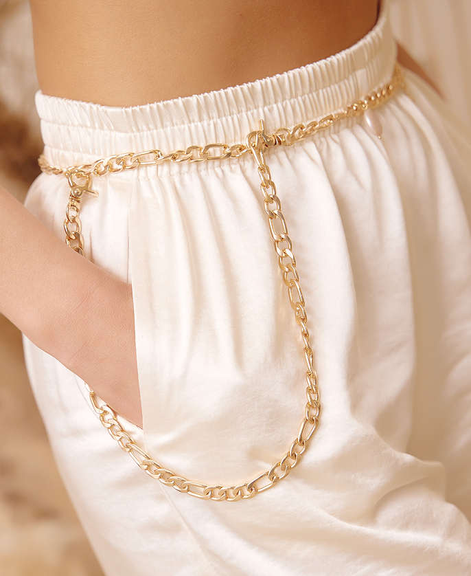 Пояс-ланцюжок з перлинами та фіанітами