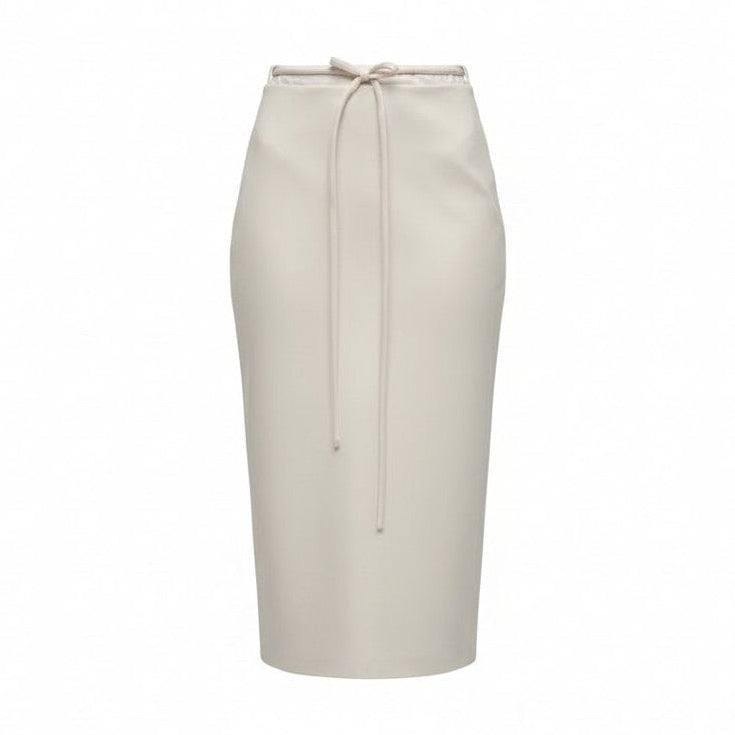 Мідіспідниця з гладкої шкіри