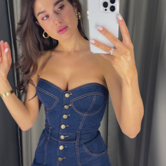 жіночий корсет-бюстьє синій Bustier brand